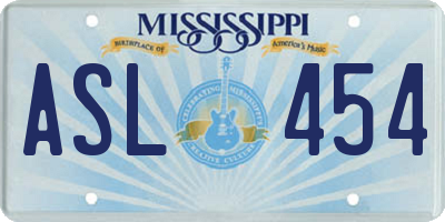 MS license plate ASL454