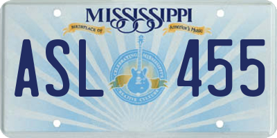MS license plate ASL455