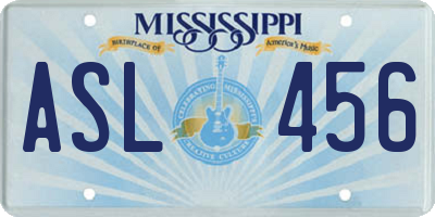 MS license plate ASL456