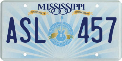 MS license plate ASL457