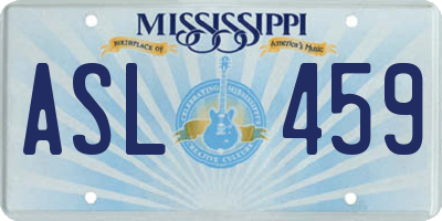 MS license plate ASL459