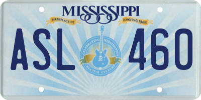 MS license plate ASL460
