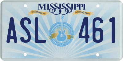 MS license plate ASL461