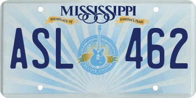 MS license plate ASL462