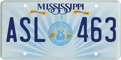 MS license plate ASL463