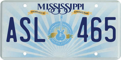 MS license plate ASL465
