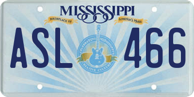 MS license plate ASL466