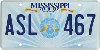 MS license plate ASL467