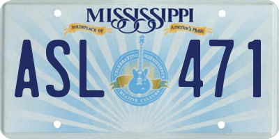 MS license plate ASL471