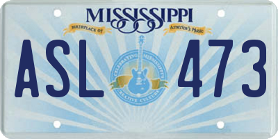 MS license plate ASL473
