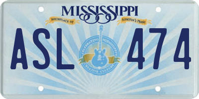 MS license plate ASL474