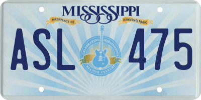 MS license plate ASL475