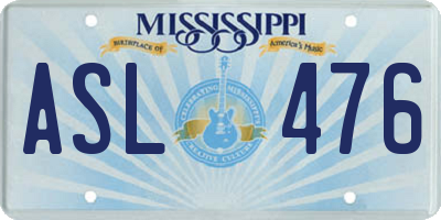 MS license plate ASL476