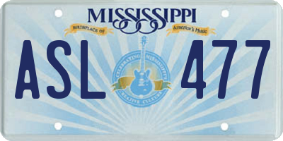 MS license plate ASL477