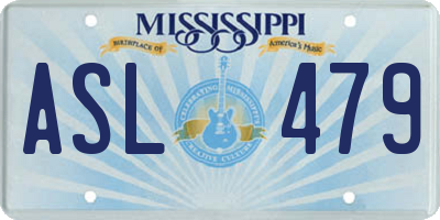 MS license plate ASL479