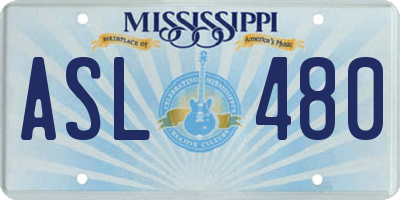 MS license plate ASL480