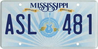 MS license plate ASL481