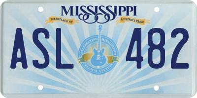 MS license plate ASL482