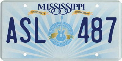 MS license plate ASL487