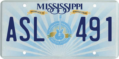 MS license plate ASL491