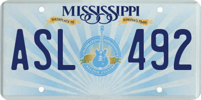 MS license plate ASL492