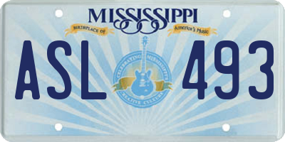 MS license plate ASL493