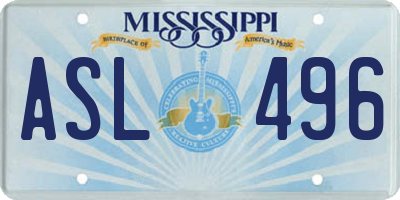 MS license plate ASL496
