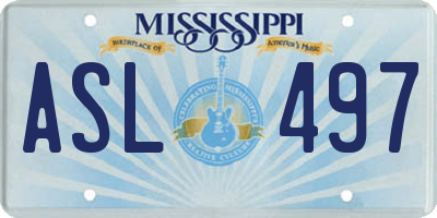 MS license plate ASL497