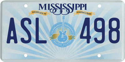 MS license plate ASL498