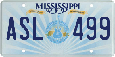 MS license plate ASL499