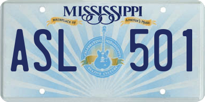MS license plate ASL501