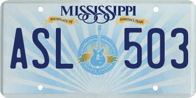 MS license plate ASL503