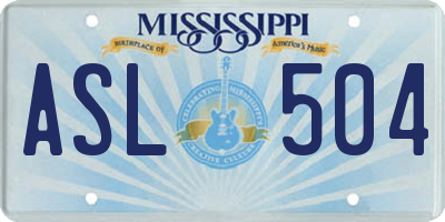 MS license plate ASL504