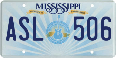 MS license plate ASL506