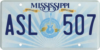 MS license plate ASL507