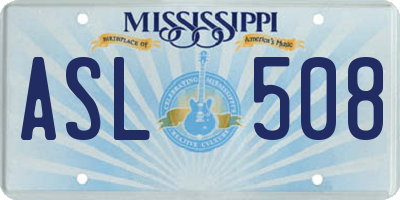 MS license plate ASL508