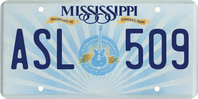MS license plate ASL509