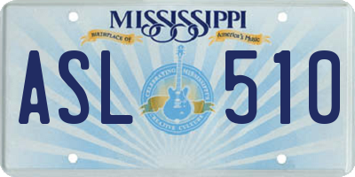 MS license plate ASL510
