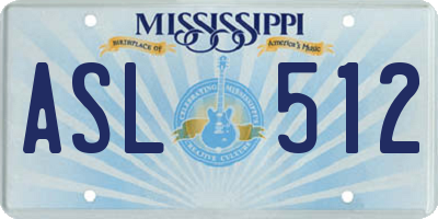 MS license plate ASL512