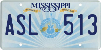 MS license plate ASL513