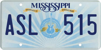 MS license plate ASL515