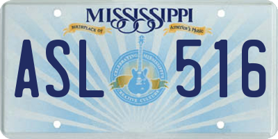 MS license plate ASL516