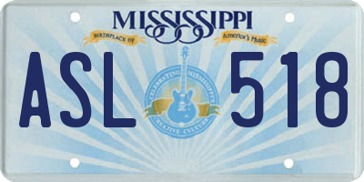 MS license plate ASL518