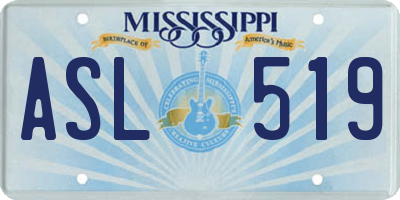 MS license plate ASL519