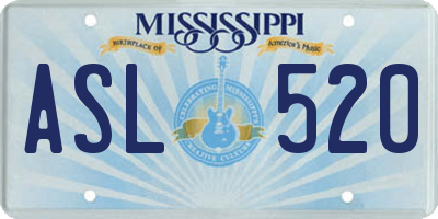 MS license plate ASL520