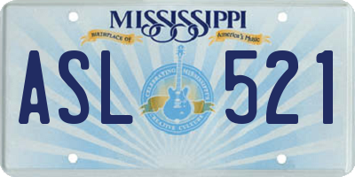 MS license plate ASL521