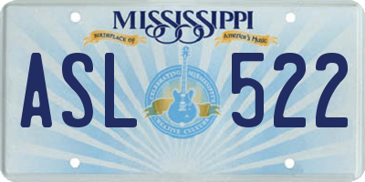MS license plate ASL522