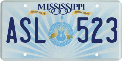 MS license plate ASL523
