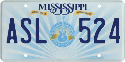MS license plate ASL524