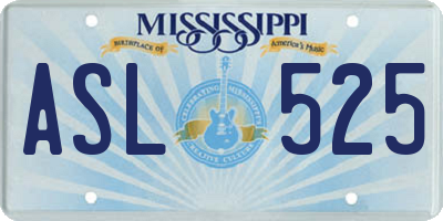 MS license plate ASL525
